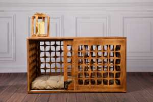 Meilleure cage à chien de style mid-century, cage à chien <span class=keywords><strong>en</strong></span> <span class=keywords><strong>bois</strong></span> décorative <span class=keywords><strong>avec</strong></span> fil métallique, table d'appoint, style de mobilier - Product Image 2