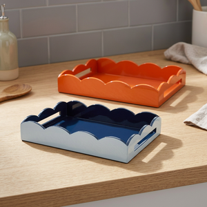 Viettimecraft Square Eco Friendly Lacquer MDF Wood Serving Tray Home <b>Decoration</b> Scalloped <b>Edge</b> Vietnam - Product Image 3