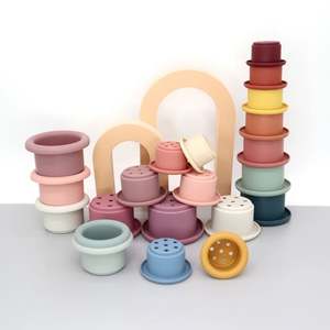 Apilador de bloques de construcción suave para niños pequeños educativos de 6 a 12 meses al por mayor, juguetes apilables de silicona para bebés para niños - Product Image 1