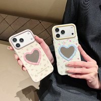 Coque de téléphone Lichicase avec imprimé floral mignon et miroir de maquillage en forme de cœur pour iPhone 18, 18 Pro, 18 Pro Max