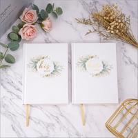 Livre de Vœux de Mariage Personnalisé à Couverture Rigide, Journal de Signature des Invités pour Lui et Elle, Bord Doré, Logo en Feuille d'Or, Impression Souvenir, Kraft, 100 Feuilles