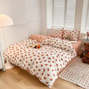 Class A maternal and infant knitted cotton 4-piece set small floral sleeping India bed sheet linen 3