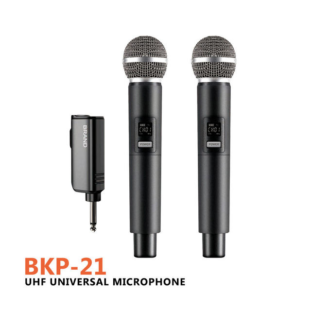 FDUCE UHF Wireless Mic System Handheld Dual Microphone with Receiver Wearable Transmitter Headworn and Lavalier Microphones