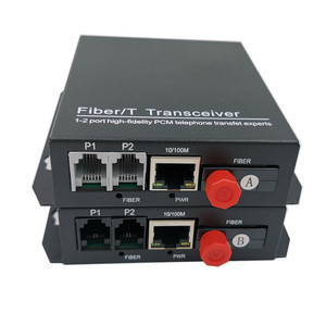 PCM 2-Channel RJ11 Ethernet Telephone Transmitter 20km Optimal Fiber Optic Media Converter Extender dengan Transceiver Optimal - Product Image 1