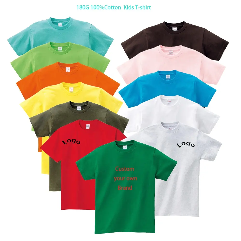 Kaus Anak-anak Polos Katun 100% Logo Kustom Kualitas Tinggi Kaus Anak Polos Pakaian Anak