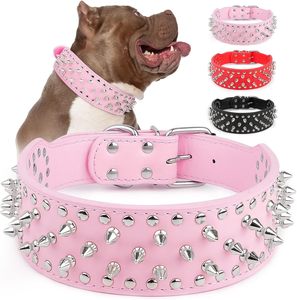 Spiked <strong>Dog</strong> Collar for Medium Large <strong>Dogs</strong> Cool Rivet PU Leather Pet Collar with Zinc Alloy Buckle Durable <strong>Dog</strong> Neck for Outdoor - Product Image 1