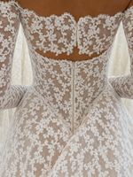 Robes de mariée coupe trapèze épaules dénudées, 2-en-1 avec manches longues détachables, en dentelle, grandes tailles, pour la mariée, vente en gros