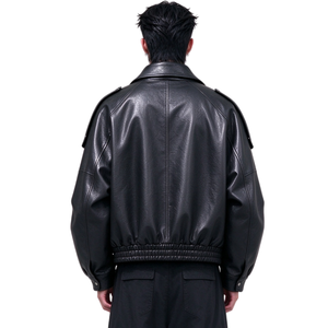 Chaqueta de Cuero Vintage Personalizada para Motociclista, Chaqueta Bomber de Cuero Genuino de Gran Tamaño, Ropa de Calle de Moda para Hombre, Venta al Por Mayor OEM TKAN1037 - Product Image 4