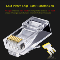 Connecteur RJ45 non blindé Cat6 UTP 8P8C plaqué or haute vitesse Gigabit pour câbles Ethernet