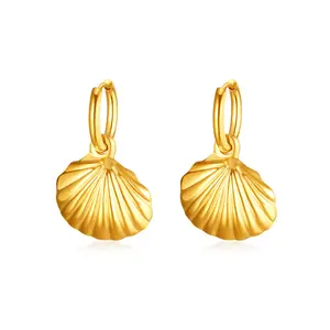 European style shell shape earrings accessories 2024 new trendy 18k gold-plated stainless steel earrings for women