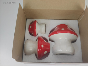 Contemporain Art Déco Rétro Style Rustique De Table <span class=keywords><strong>Vase</strong></span> En <span class=keywords><strong>Porcelaine</strong></span> Décor <span class=keywords><strong>À</strong></span> La Maison SET2 Blanc En Céramique Champignon <span class=keywords><strong>Vase</strong></span> Peinture Glaçure Vintage - Product Image 2