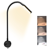 Lampe de lecture murale Flexible d'hôtel moderne, lampe de lecture à col de cygne LED certificat CE 12V 24V chambre à coucher lampe latérale de lit