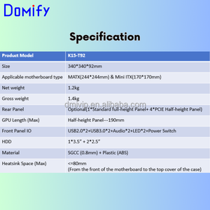 K15 tùy chỉnh HTPC Máy tính để bàn trường hợp mỏng dọc Micro ATX Mini ITX kim loại cff <span class=keywords><strong>Chassis</strong></span> 1U cung cấp điện PCIe Bảng điều chỉnh vật liệu nhựa - Product Image 6