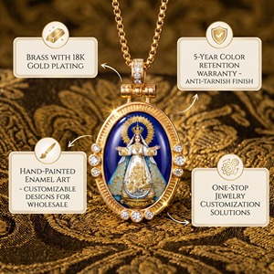 Amuleto <span class=keywords><strong>de</strong></span> Protección para Viajes al por Mayor para Hispanos en México y EE. UU.: Colgante Esmaltado <span class=keywords><strong>de</strong></span> Nuestra Señora <span class=keywords><strong>de</strong></span> San <span class=keywords><strong>Juan</strong></span> <span class=keywords><strong>de</strong></span> los Lagos - Product Image 3