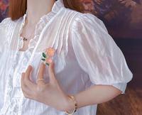 Go Party bros bunga mawar merah muda temperamen Pin bros kristal Pin kerah tanaman bunga aksesori setelan baju korsase