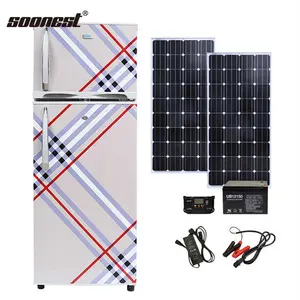 Congelador solar 208L 2Kw, sistema de energia solar para geladeira, computador, ventilador de TV e luz, alimentado por energia solar, refrigerador 12V 24V DC, freezer DC