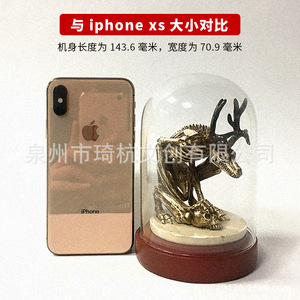 Ornement de collection occidental transfrontalier : Cerf squelette en résine synthétique sous cloche en verre, pour décoration intérieure et présentation sur table - Product Image 4