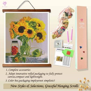 Kits de peinture diamant 5D personnalisés avec tournesol encadré, faits main, adaptés aux débutants, cadeau de vacances pour enfant - Product Image 4