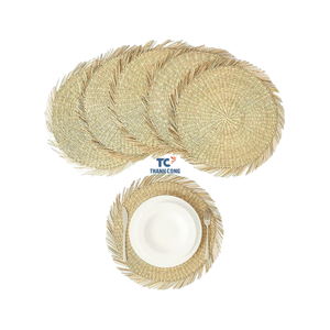 Wholesale Bulk Natural <b>Round</b> Woven <b>Placemats</b> Handmade Rattan Coaster Set Dining Handmade in Vietnam - Product Image 1