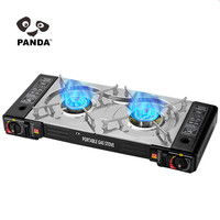 Réchaud de camping portable Panda durable à double usage, en fonte, avec allumage automatique, pour gaz butane