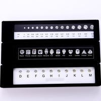 Kit de comparaison de taille et de forme de diamants et de moissanites, plaque acrylique de référence pour sertissage avec boîte en bois