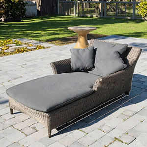 <span class=keywords><strong>Chaise</strong></span> <span class=keywords><strong>longue</strong></span> d'extérieur en rotin gris avec lit de soleil imperméable pour <span class=keywords><strong>piscine</strong></span>, coussins de siège plus longs et oreillers lombaires - Product Image 1