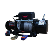 Treuil électrique pour voiture, 12V/24V, cordes métalliques noires, 13500 Lbs, commande par interrupteur à distance, hauteur de levage de 10m