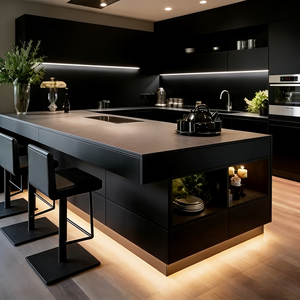 Godi ชุดโต๊ะเกาะในครัวอ่างล้างจานแบบโมดูลาร์สีดำตู้แบบโมเดิร์น - Product Image 1