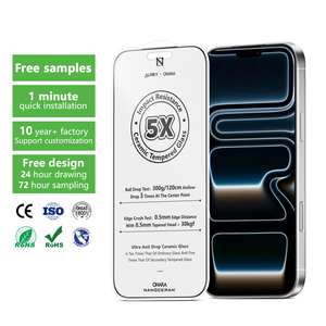 <span class=keywords><strong>Protector</strong></span> de pantalla de vidrio mate de cerámica de cubierta completa antideslumbrante antihuellas dactilares de alta calidad para IPhone 17 Pro 15 16 Pro Max - Product Image 1
