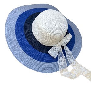Women's Wide Brim Straw Sun Hat Summer 2025 Natural Grass Knitted Purple Blue Pink Lace <b>Bow</b> Beach Outdoors - Product Image 5