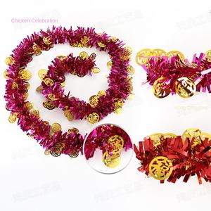 ขายส่งจากโรงงาน ของตกแต่งบ้านสำหรับวันปีใหม่และเทศกาลฤดูใบไม้ผลิ  แถบพลาสติกสีสันสดใส คำมงคล  ของตกแต่งฟู่ - Product Image 4