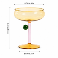 Vintage gekleurde steelglazen met kraalversiering, helder glas, geschikt voor bruiloften, feesten, restaurants, hotels, bars en thuisgebruik; coupe cocktailglazen