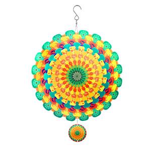 Novedad para Navidad: Molinillos de Viento Metálicos con Diseño de Mandala para Decoración de Jardín y Patio, Adornos Decorativos 3D con Cuerda - Product Image 1