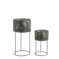 Vente en gros support de pot de fleur en fer industriel enduit de poudre écologique robuste ensemble de 2 supports pour plantes pour l'affichage de verdure à l'intérieur