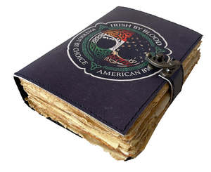 Carnet de notes vintage fait main avec motif Arbre de Vie, en papier à bords frangés et couverture en cuir imprimée, pour hommes et femmes - Product Image 1