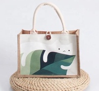 Bolsas de yute plegables con logotipo personalizado, reciclables, ecológicas, naturales, baratas, con lienzo y botón
