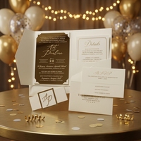 Nouvelle invitation de mariage luxueuse, élégante et écologique, design personnalisé, acrylique miroir doré, faite à la main, pour anniversaire/Noël/mariage