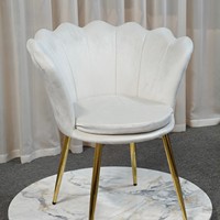 Chaise de salle à manger moderne de luxe en gros, dossier coquille, revêtement en velours multicolore, pieds en métal doré, personnalisable pour maison, hôtel, café, parc