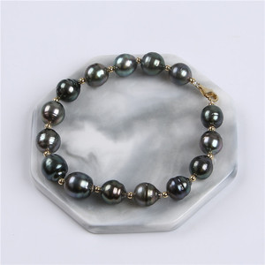 Colliers en perles naturelles pour femmes, accessoire Simple et à la mode, style taiti noir, Baroque, Akoya, taille 10-12mm - Product Image 5