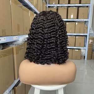 Peluca de Cabello Humano Virgen Brasileño con Encaje, Estilo Africano, <span class=keywords><strong>Trenzas</strong></span> <span class=keywords><strong>en</strong></span> Caja, Cabello Corto y Rizado, con Baby Hair, 300% de Densidad - Product Image 4