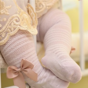 Calzamaglia Primaverile Estiva per Bambine con Fiocco, Sottile in Cotone Lavorato a Maglia, <span class=keywords><strong>Collant</strong></span> <span class=keywords><strong>Rosa</strong></span> per Bambini - Product Image 1