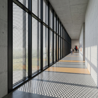 Maille de façade pare-soleil pour conception architecturale, écran de confidentialité à vision unidirectionnelle, maille murale décorative en métal déployé