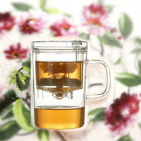 Tasse infuseur en verre borosilicate résistant à la chaleur avec bouton-poussoir, ensemble de brassage Gongfu pour café et thé