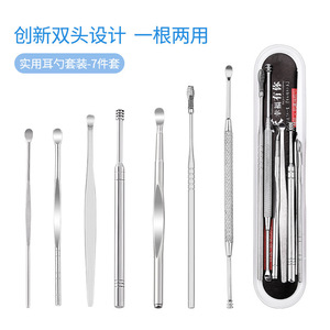 7-piece <b>ear</b> <b>pick</b> set, including stainless steel double-headed spiral spring steel <b>ear</b> <b>picks</b>. - Product Image 3