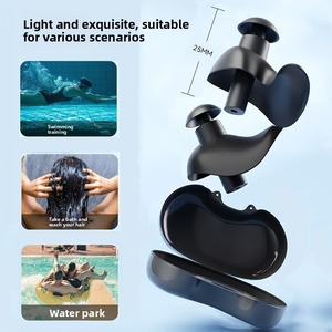 ที่อุดหูซิลิโคนแบบใส่ในหูขนาดเล็ก กันน้ำ สำหรับว่ายน้ำ พร้อมที่หนีบจมูก ป้องกันเสียงรบกวนและลดเสียง - Product Image 3