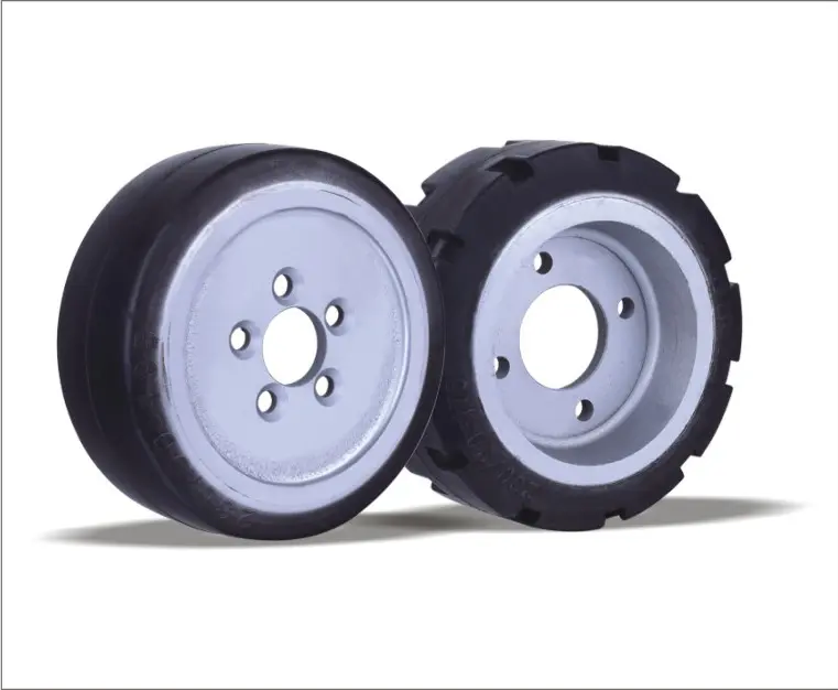 מפעל מחיר גבוהה qualityDrive גלגלים עם אלסטי גומי-צמיג לדרוך יצוק ברזל מרכז