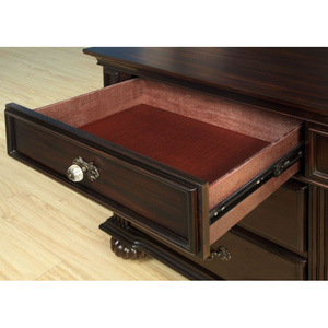 DB Traditional Dark Walnut Solid Wood 3-Drawers <b>Nightstand</b> 1pc Only with Ball Bearing Metal Glides Acrylic Antique Brass Handles - Product Image 4