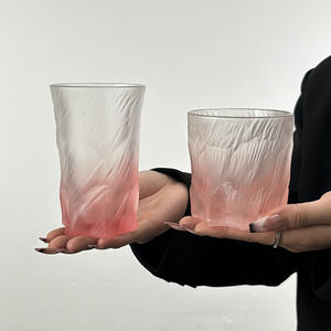 Tazza rosa in vetro trasparente smerigliato da ragazza MM in tazza di alta qualità a forma di speciale, sensazione avanzata di casa e ufficio e tazza da tè. - Product Image 2