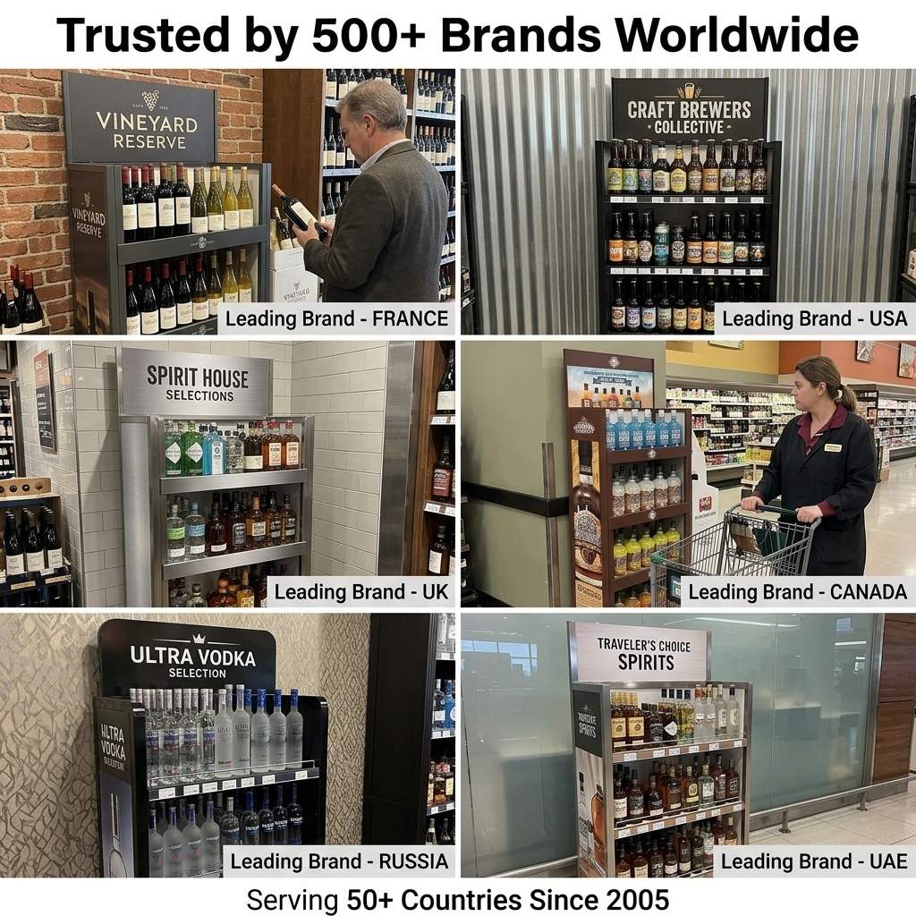 Wholesale Bulk Duty Metal Beverage Rack 4 Tier Floor Standing Liquor Wine Display Stand Factory Direct Retail Store Shelf Custom — view 6