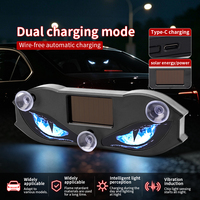1 lampe de signalisation LED solaire en forme d'œil de démon pour fenêtre de voiture, avec ventouse, rouge clignotante
